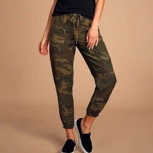 Blank NYC Pull On Linen Blend Camo Jogger Pants Drawstring Womens Small